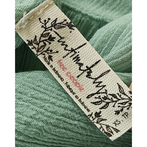 Free People Intimately Mint Green Cascades Crinkle Rayon Ruffle Top Size XS - Picture 7 of 8